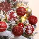 3.15" Large Christmas Ball Ornaments Glitter Shatterproof Ornaments for Christmas Tree Large Sequin Plastic Hanging Big Christmas Ball Ornaments, 6Pcs 80mm (Red)