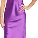 Strapless Satin Dress W/Fold Over Neckline & Back Zipper Closure (9, Purple)