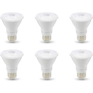Amazon Basics PAR20 LED Light Bulb, 50W Equivalent, 7W Energy Efficient, E26 Standard Base, Warm White 3000K, Dimmable, 10,000 Hour Lifetime, 6-Pack