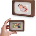 2x3 Picture Frame with 1x2 Mat - Natural Walnut Wood Mini Rustic Frame, Wall & Tabletop Display for Baby & Pet Photos (2x3,Walnut)