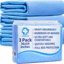Vakly XL Washable Underpads 36 x 54 in (3 Pack)  Reusable Waterproof Incontinence Bed Pads, Heavy Absorbent Mattress Protector for Adults, Seniors, Kids & Pets
