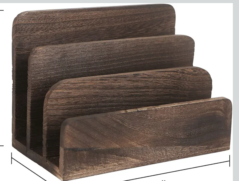 File Holder for Desk,Wood Paper Organizer,Rustic Desk Organizer,Mail Sorter for Desktop,Organizer for Counter,Letter Organizer for