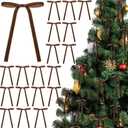 Glitinsel Brown 24 Pcs Velvet Bows Christmas Tree Ornaments Valentines Day Bows Decoration for Garland Home Coquette Wedding Decor (5 x 7 Inch,Width of 3/8")