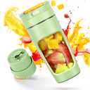 Slim Portable Blender Cup, 20oz (600ml) Personal Travel Juicer with Leakproof Lid, USB-C Rechargeable Licuadora Portatil for Smoothies and Shakes, Auto-Cleaning(green)