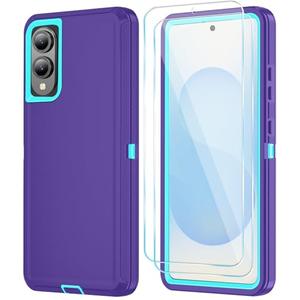 ONOLA Compatible with Samsung Galaxy S25 Edge Case with HD Screen Protector, Heavy Duty Shockproof & Dropproof 3-Layer Cover Phone Case for Galaxy S25 Edge (Purple/SkyBlue)