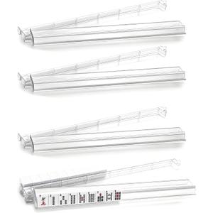 Mahjong Racks with Pushers, 4-Pack Clear Acrylic Integrated Tile Holders for American Mahjong (Clear)