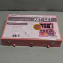 Sunnyglade 145 Piece Deluxe Art Set, Wooden Art Box & Drawing Kit with Crayons, Oil Pastels, Colored Pencils, Watercolor Cakes, Sketch Pencils, Paint Brush, Sharpener, Eraser, Color Chart (Pink)