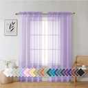 Aiyufeng Light Purple Sheer Curtain Panels Pair Sold 72 Inch Length, Light Filtering Window Curtain Drapes Treatment for Kitchen, Bedroom/Children Room, Voile Top Dual Rod Pocket, 2 Pack of 42 x 72" (Lavender)