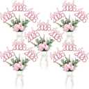 Amyhill 24 Pcs 2026 Graduation Decorations Class of 2026 Graduation Centerpiece Sticks Glitter Double Sided for Table Grad Party Decorations for Vase Table Toppers Supplies(Pink)