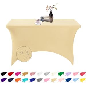 Spandex 4ft Waterproof Table Cover for Party,Wedding, Banquet, and Events(Champagne) (48" x 30" (Rectangular))