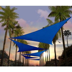 Amgo 16' x 16' x 16' Blue Triangle Sun Shade Sail Outdoor Canopy Awning UPF50+ AGTAPT16, 95% UV Blockage, Water & Air Permeable, Commercial Standard Heavy Duty (We Make Custom Size)