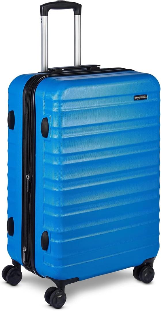 Amazon Basics 26" Hardside Medium Checked Luggage, Expandable For Up to 15% More Space, With Scratch-Resistant Surface, Four Multi-directional Wheels, Light Blue
