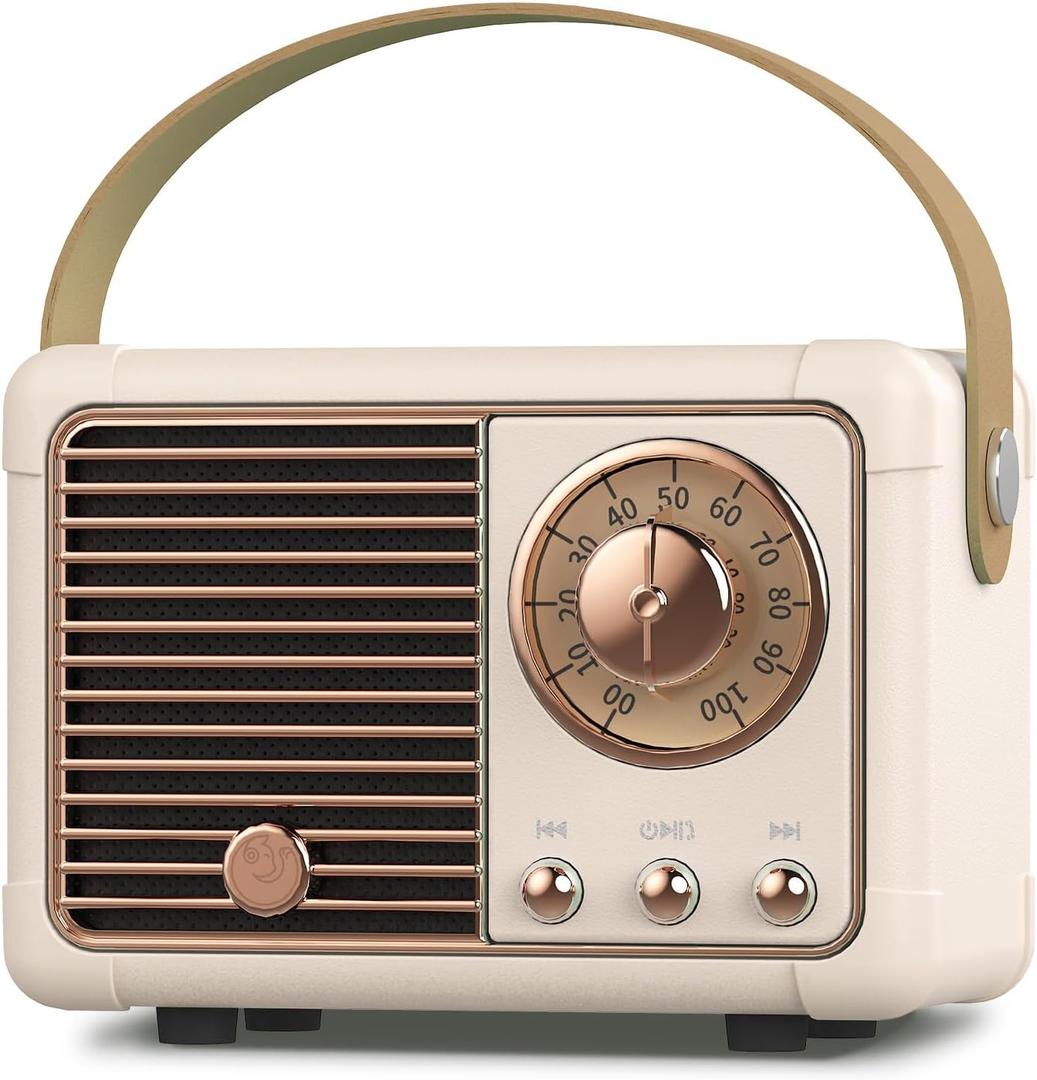 PRUNUS J-999 Retro Bluetooth Speaker,Vintage Decor,Mini Wireless Bluetooth Speaker,Cute Old Fashion Style Support USB/TF Card/AUX for Kitchen Desk Bedroom Office Party Outdoor(Yellow)