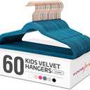 HOUSE DAY Velvet Kids Hangers 60 Pack, Premium Childrens Hangers for Closet, Ultra Thin Cute Clothes Hanger, Non Slip Small Felt Hanger 14 Inch for Kids Clothes, Light Blue