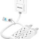 2 x TiFFCOFiO 3 Prong Flat Plug Outlet Strip, 12 Feet Extension Cord, 6 FT on Each Side, 3 Grounded Outlets with Mounting Holes, 13A/1625W, 16 AWG (Twin Outlets, 6FT)