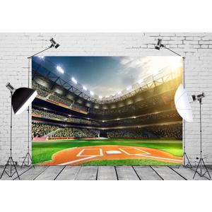 BELECO 10x6.5ft Fabric Baseball Backdrop Baseball Stadium Sports Photography Backdrop for Birthday Party Decoration Games Photo Background Props