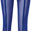 Women See Through Sheer Pencil Long Pants Mesh Sport Leggings High Waist Casual Sweatpants Tights Clubwear (Blue, L)