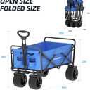EchoSmile Heavy Duty 350 Lbs Capacity Collapsible Wagon, Outdoor Folding Camping Grocery Portable Utility Cart, Adjustable Rolling Carts, All Terrain Sports Wagon with Big Wheels (Blue)