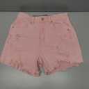 luvamia Jean Shorts for Women High Waisted Stretchy Distressed Denim Shorts Ripped Frayed Raw Hem Summer Casual Shorts (Pink, S)