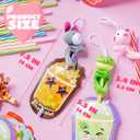 JOYIN 24 Pcs Valentine's Day Gifts Plush Toy & Straws with Cards, Mini Plush Finger Puppets to Hold Straw & Drink Themed Cards, Valentines Day Card for Kids School Classroom Exchange Prizes