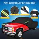 QUNSUNUS Waterproof Truck Cover for Chevrolet C/K 1500/2500/3500 1988-1999, Outdoor Truck Cover with Zipper, Full Exterior Car Covers for Automobiles All Weather with Wind, Sun, UV and Dust Protection