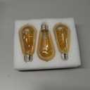 ST64 LED E26 Vintage Edison Light Bulbs, Light Amber Glass, Dimmable, 4W(40W Equivalent) 300 Lumens, 2500K Warm White, Spiral Filaments Design, Antique Style, 25000 Hrs, 3-Pack