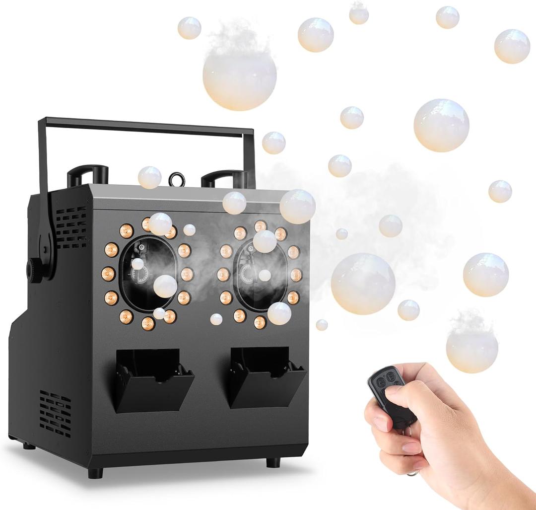 Fog Bubble Machine - 1500W Smoke Bubble Machine with 24 RGBW LED Lights, Remote, Timer,DMX Control for Halloween, Christmas, Weddings, Stage Parties Indoor & Outdoor (Big)