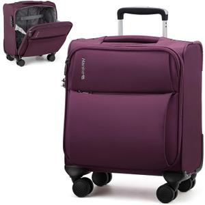 Hanke 16 Inch Underseat Carry On Luggage with Spinner Wheels Airline Approved, Small Rolling Suitcase Softside Underseater Lightweight TSA Travel Roller Suitcase Carry-On Bag(Purple)