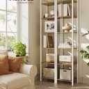 VASAGLE 6-Tier Bookshelf, Bookcase with Steel Frame, Book Shelf for Living Room, Home Office, Study, 11.8 x 15.7 x 73.2 Inches, Industrial Style, Honey Brown and Cloud White ULLS101K02