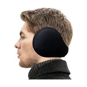 VEKDA Ear Muffs for Men Winter Warmers Foldable Men's Earmuffs Adjustable Suede Ear Covers for Cold Weather Black