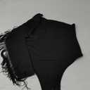 American Trends Women's Fringe Trim One Shoulder Long Sleeve Body Suits Concert Outfits Long Sleeve Bodysuit Tank Top (X-Large, 01 Shoulder Black)