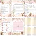 Meooeck 145 Pieces Baby Shower 5 Game Set Baby Shower Games for Party Include Descriptions, Wishes, Guessing Who, Bingo Games(Highland Cow)