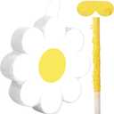 Aoriher Daisy Flower Piata Small Daisy Party Game Piata Hippie Boho Birthday Party Decoration with Bat Blindfold Confetti for Birthday Baby Shower Gender Reveal Wedding Decor Supplies(Daisies)