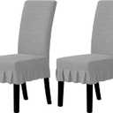 Easy-Going Dining Chair Covers Stretch Parsons Chair Slipcover with Skirt Chair Covers for Dining Room Restaurant Banquet (2 PCS, Light Gray)
