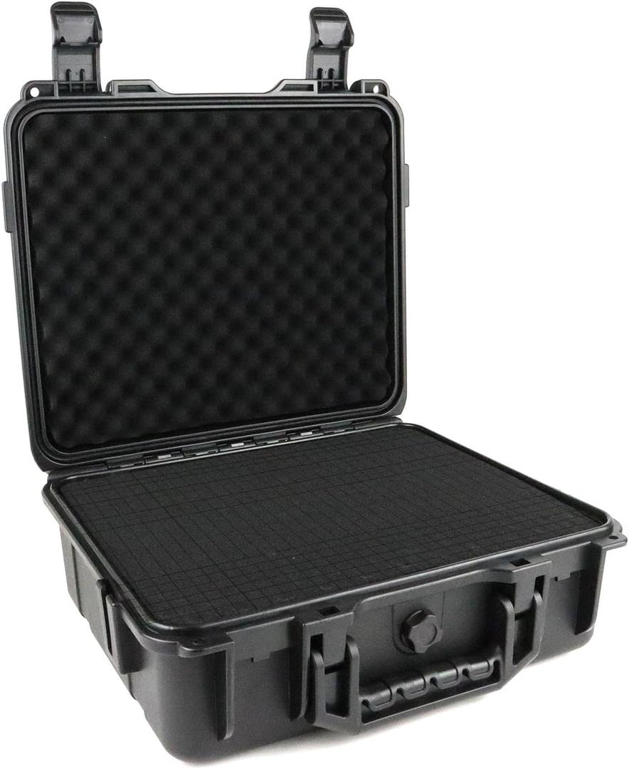 Carrying Hard Case with Pre Grid line Cube Sheet Foam for Jewelry,Camera Accessories, Wristwatch, Electronics, and Gear, Black,Medium,12.8 * 11.6 * 4.7 inch