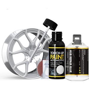 Mirror Silver Rim Touch Up Paint, Rim Repair Kit Curb Rash, Wheel Touch Up Paint for Quickly Fix Rim Scratches, Chips and Surface Damage