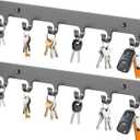 2 Pack Key Holder for Wall,Key Hooks with 6 Hooks, Strong Adhesive Key Rack Holder Wall Mount,No Drilling Required,for Corridor, Living Room,Kitchen, Bathroom, Garage (Grey)