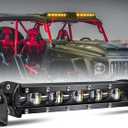 CO LIGHT Led Light Bar Single 7 inch Slim Single Row Lightbar Driving Combo Beam Off Road Fog Work Lights with Mounting Brackets & 6D Reflectors for Truck, Car, Cabin, Boat, ATV, UTV (White&Amber)