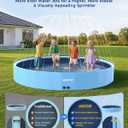 VISTOP 117" Extra Large Dog Pool with Sprinkler, Heavy Duty Foldable Hard Plastic Kiddie Pool, Non-Slip Collapsible Swimming Pool for Dogs, Kids & Pets, Portable Outdoor Backyard Water Play Tub