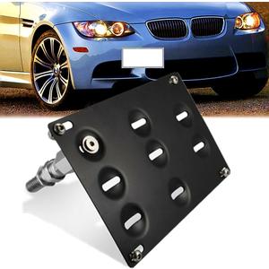Front Bumper Tow Hook License Plate Bracket Relocator Compatible with BMW 98-11 3-Series 4DR E46 E90 E91, 07-13 3-Series 2DR Coupe E92 E93, 95-03 E39 5 Series, 07-1 X5 E70, 08-14 X6 E71