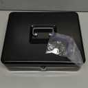 KYODOLED Locking Cash/Money Saving Organizer Box with Lock Safe with Key and Cash Tray, Black, 11.81Lx 9.45Wx 3.54H inches, XL Large