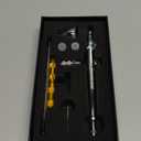 SprayMagic Airbrush Kit, Dual-Action Airbrush Gun with 0.2/0.3/0.5mm Needle Nozzel Sets and Gravity Feed Fluid Cup, Air Brush Gun for Nail Paint Makeup Barber Cake Decorating Model Car Tattoo Silver