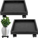 JOIKIT 2 Pack 11.8 Inch Square Plant Caddy with Wheels, Heavy Duty Rolling Plant Stand, Wheeled Planter Saucer Tray, Square Pot Trolley for Indoor Outdoor (Dark Grey)