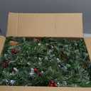 9 Feet Pre-Lit Christmas Garland, Mixed Pine Decorated with Frosted Berries, Pinecones, 50 LED with Timer, Battery Operated, for Mantle Staircase Indoor and Outdoor (Green White)