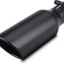 LCGP 2.5 Inch Inlet Exhaust Tip 2.5" x 4" x 12" Black Exhaust Tailpipe With Blot-On Design, Universal for Car