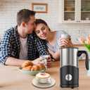 Electric Milk Frother, 4-in-1 Milk Frother and Steamer for Coffee - Warm & Cold Foam with Anti-burn Propeller, 350ml Capacity, Easy to Clean, perfect for Cappuccino, Latte, and Choc, BPA Free (Black)
