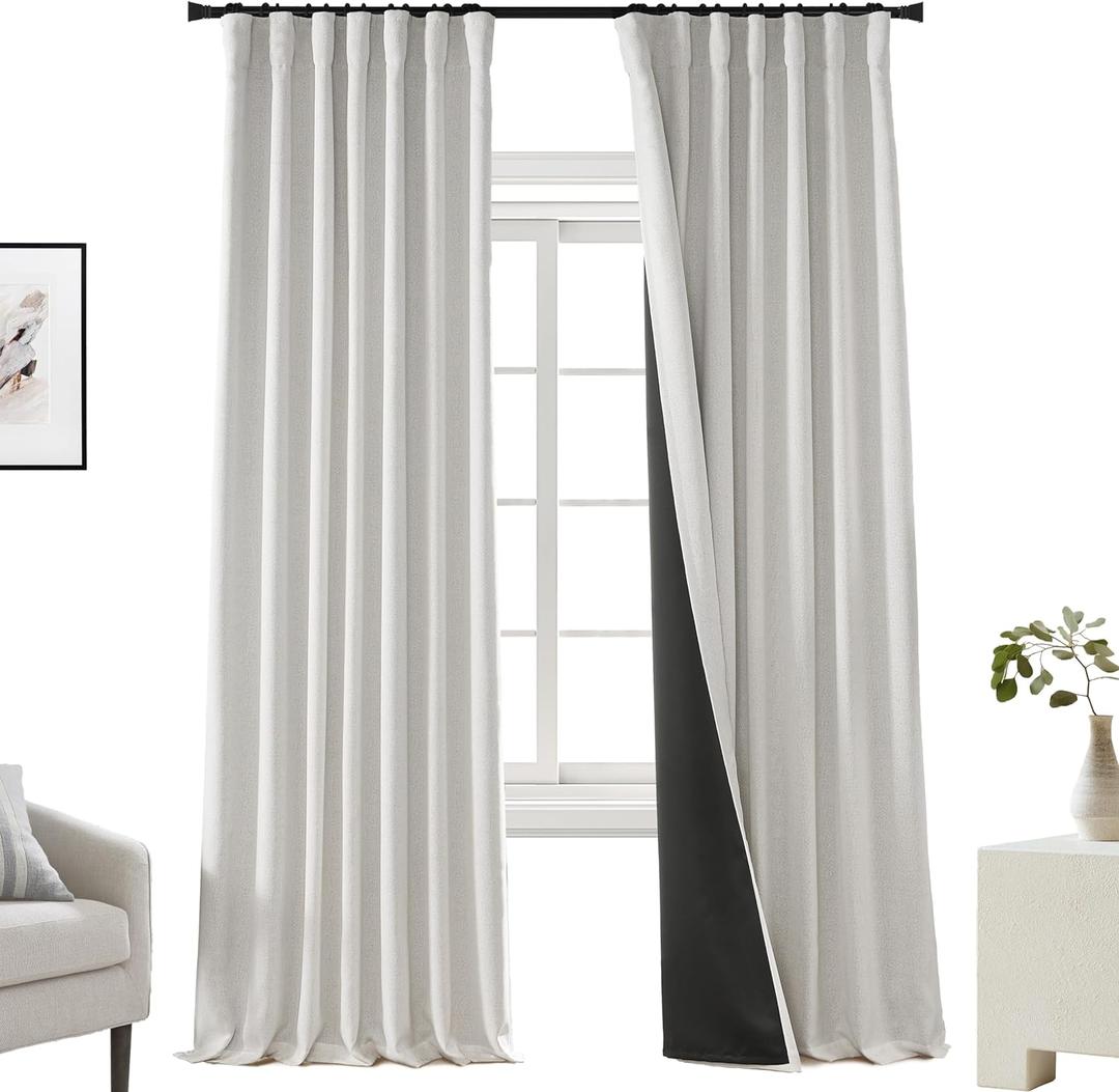 PANELSBURG 84 Inch Blackout Curtains for Bedroom Living Room Dining Room Insulated Light Blocking Curtains Ivory White Black Out Curtains 84 Inch Length 2 Panels Set Off White Curtains (50"W x 84"L (Pack of 2), Oyster/Greyish Off White/Bone)