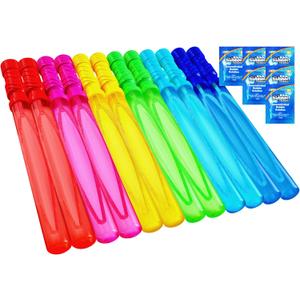 JOYIN 14.6 Big Bubble Wands for Kids, 1 Dozen Bubble Wand Bulk with Refill Solution for Summer Toy Party Favor, Outdoors Activity, Easter Basket Stuffers, Birthday Gift