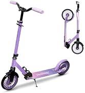 Nattork Kick Scooter for Kids 6+ Years Teens Adults - 220LB Weight Capacity, Front Shock Absorber and Adjustable Handlebar - Smooth Ride with 8" Sturdy Wheels, Ideal for Outdoor Sports, Purple