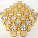 24 Pcs Gold Votive Candle Holders, Speckled Mercury Gold Glass Candle Holder Bulk for Wedding Centerpiece Table Decor, Tea Lights Candle Holder for Valentines Day Decor, Home Decor
